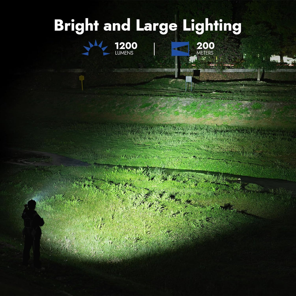 L50 Rechargeable Tactical Flashlight, 1200 High Lumens Super Bright Handheld Flashlighs, IP68 with 5 Mode Pocket