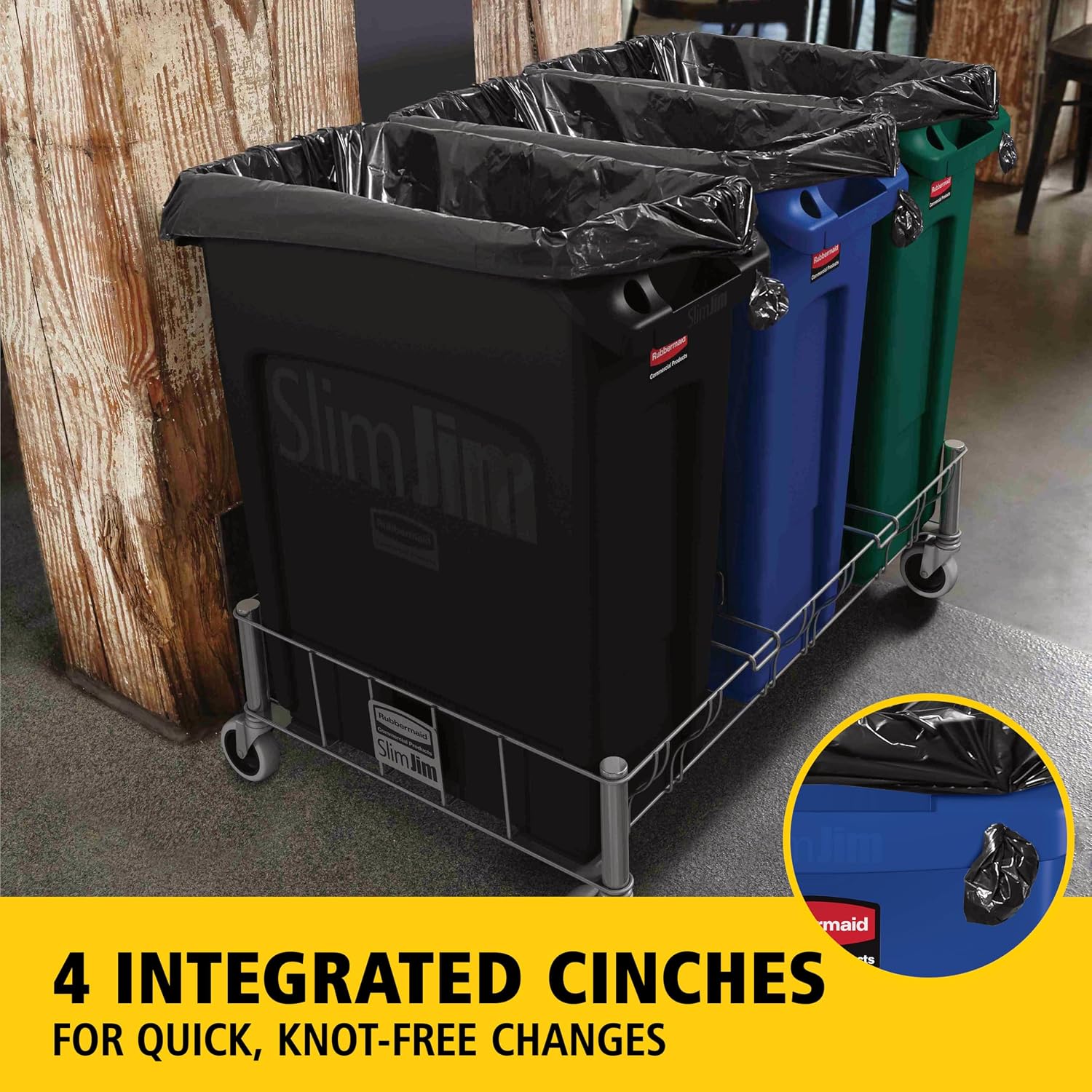 Slim Jim Plastic Rectangular Recycling Bin/Trash Can with Venting Channels 23 Gal Blue for