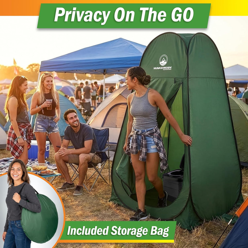 Pop Up Changing Tent, 3.3 x 3.3 x 6.2ft, Camping Shower Tent for Portable Toilet Stall or Dressing Room with Carry
