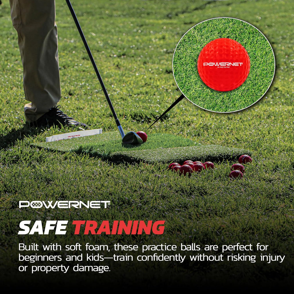 Foam Golf Balls & Tri-Turf Mat Bundle, Portable 25" x 16" Hitting Space, Golfing Accessories Training Aid to Improve