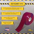 5S Floor Marking Tape, 4 in Wide, 100 ft Roll, Purple