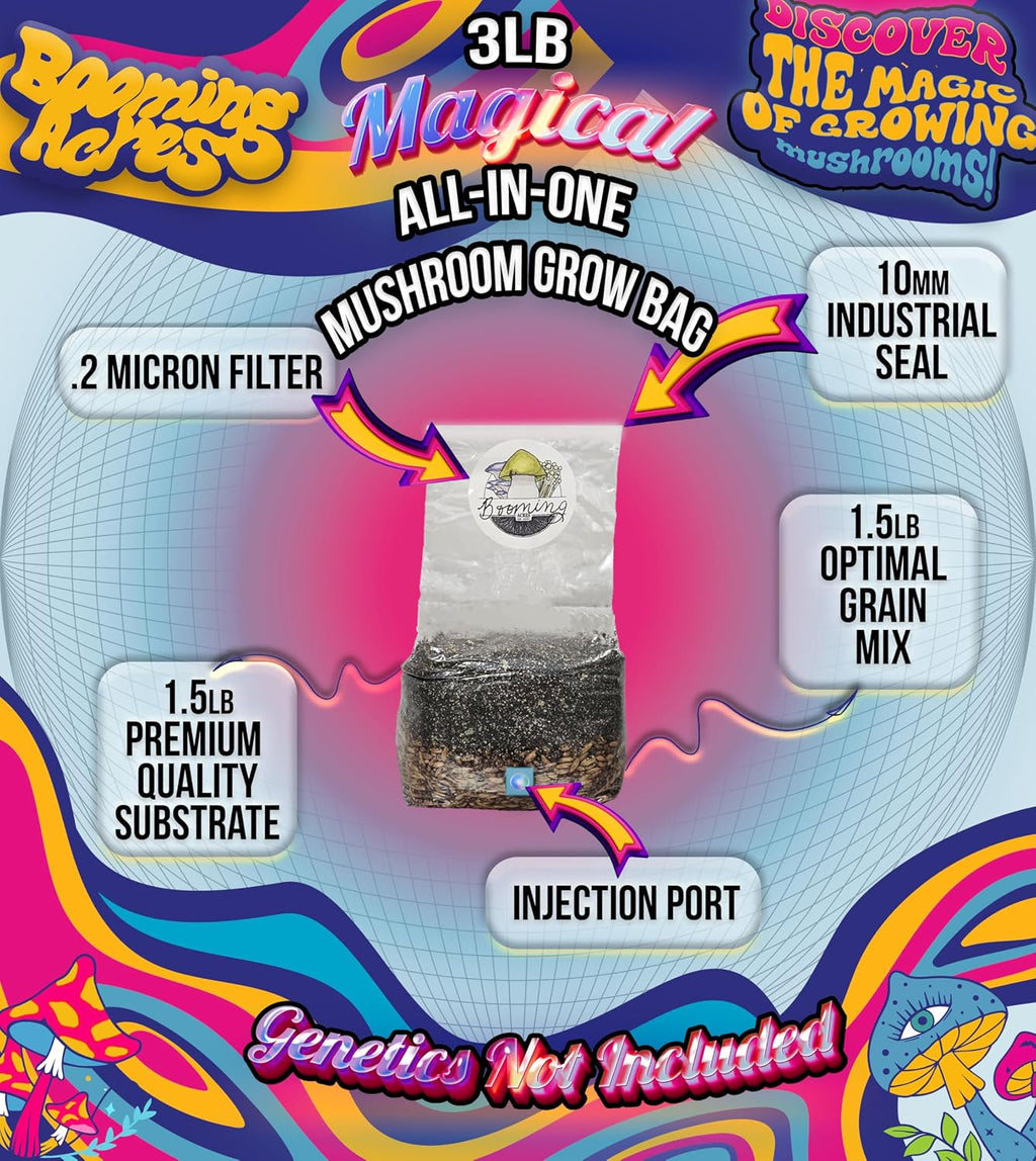The Micro Magical 3lb All in One Mushroom Grow Bag | Mushroom Grow Kit | Harvest Your own Happiness | Discover the