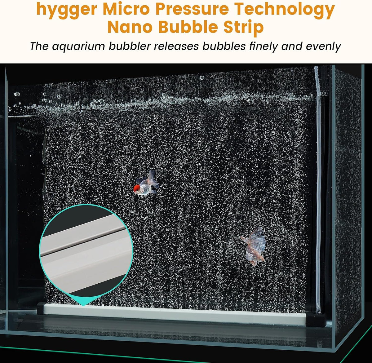Aquarium Bubble Strip, Nano Air Bubble Curtain Wall Aquarium Air Stone Kit, Quiet High Dissolved Oxygen Diffuser Fish