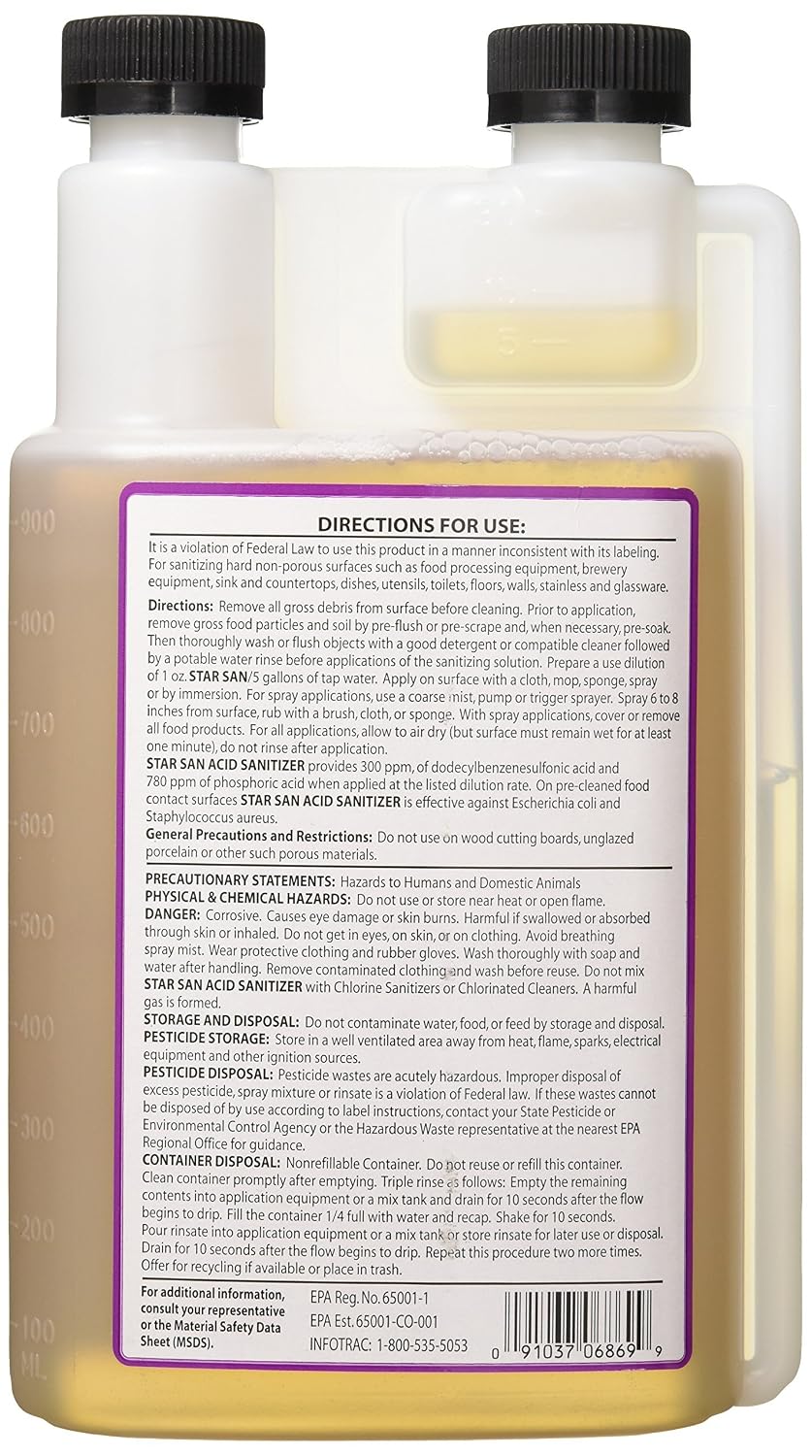 Star San Acid Sanitizer for Surface Sanitation, 32oz