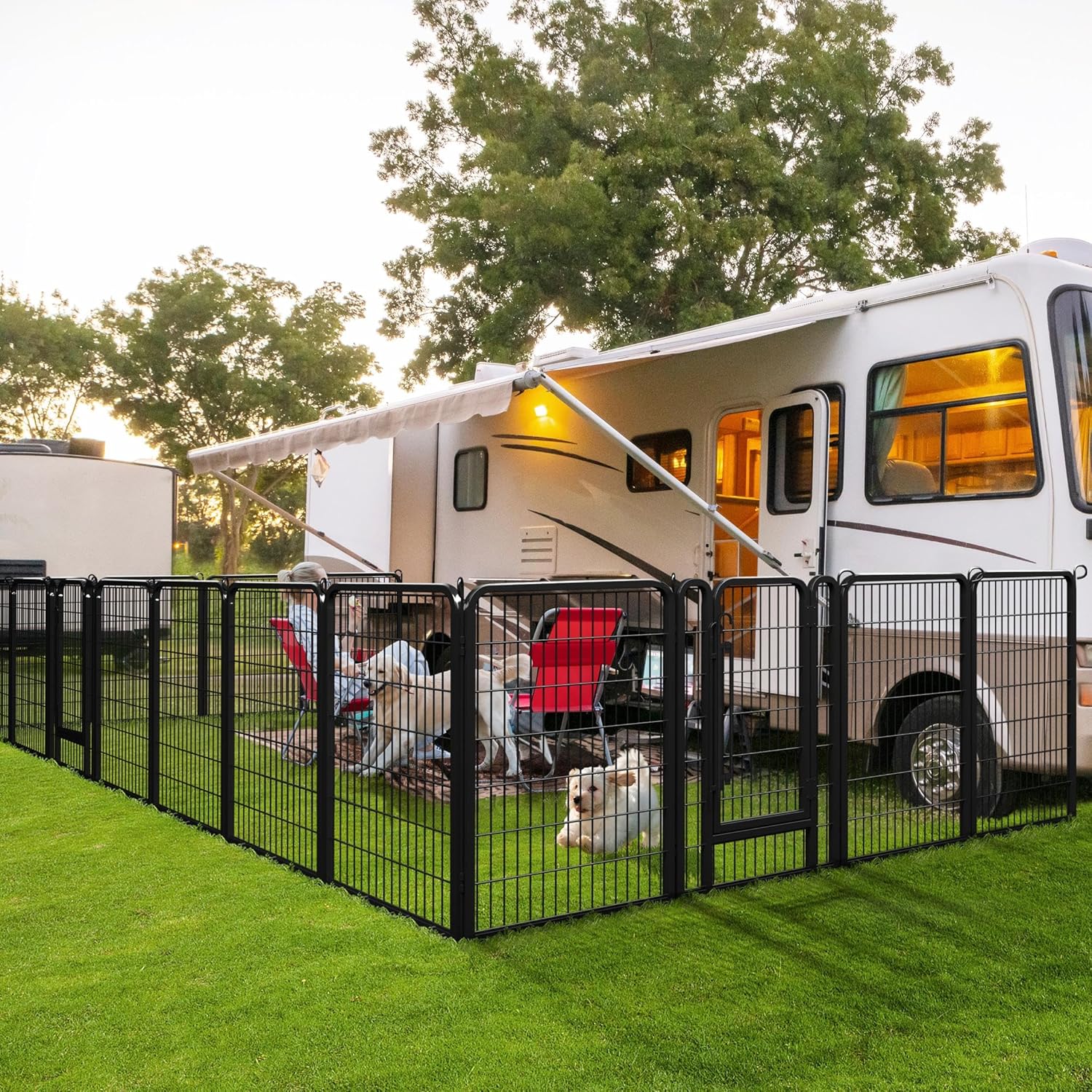 Dog Playpen, 40 Inch 8 Panels Heavy Duty Metal Pet Fence for Indoor Puppy Exercise Pen for RV Camping/Yard/Garden, Black