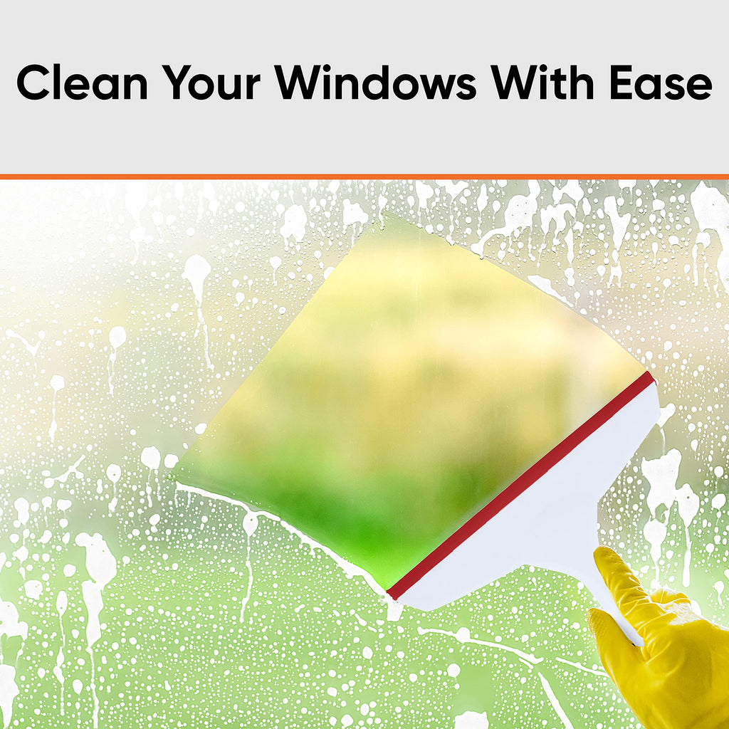 6” Window Squeegee with Grip Handle and Hanging Hook. (Red)