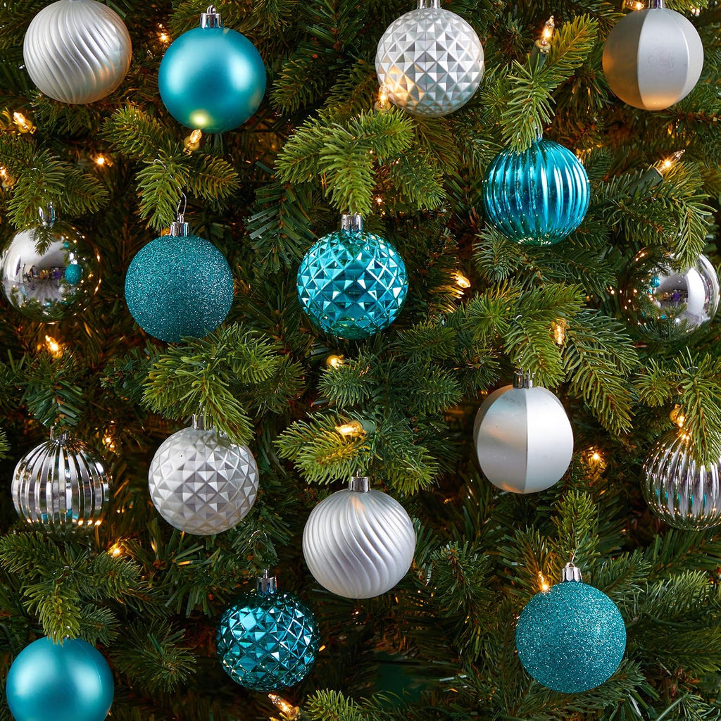 Holiday Shatterproof, 101 Count Christmas Tree Ornament Set, 60mm with Re-Useable Tube