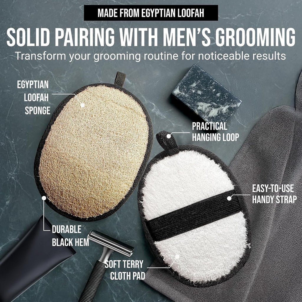 SERRENTO Loofah Body Scrubber Back Scrubber - Egyptian Luffa Shower Sponge for Men, Bath Sponge Exfoliator, Body Wash