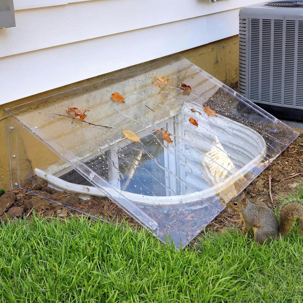 46"L X 20"W X 12"H Atrium Basement Window Well Cover Outside Protection Clear Polycarbonate Egress Window Well Covers