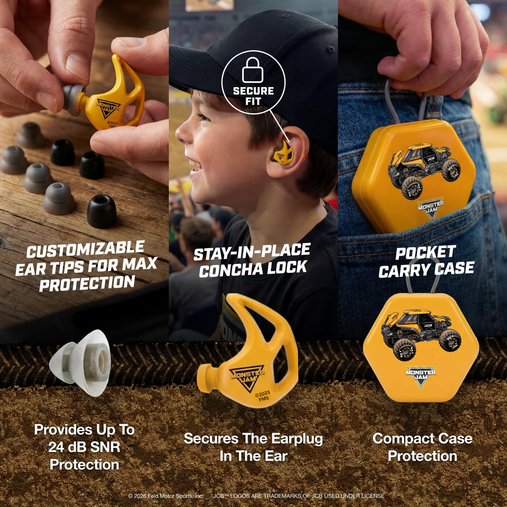 Monster JAM X20 Earplugs, Dual Noise Ear Protection, El Toro Loco