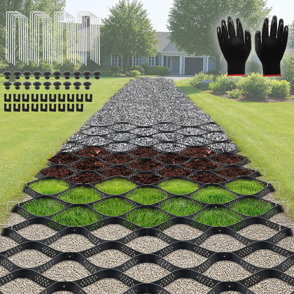 Gravel Grid 33ft X 4ft, 2'' Depth Geogrid Ground Grid for Gravel Driveway