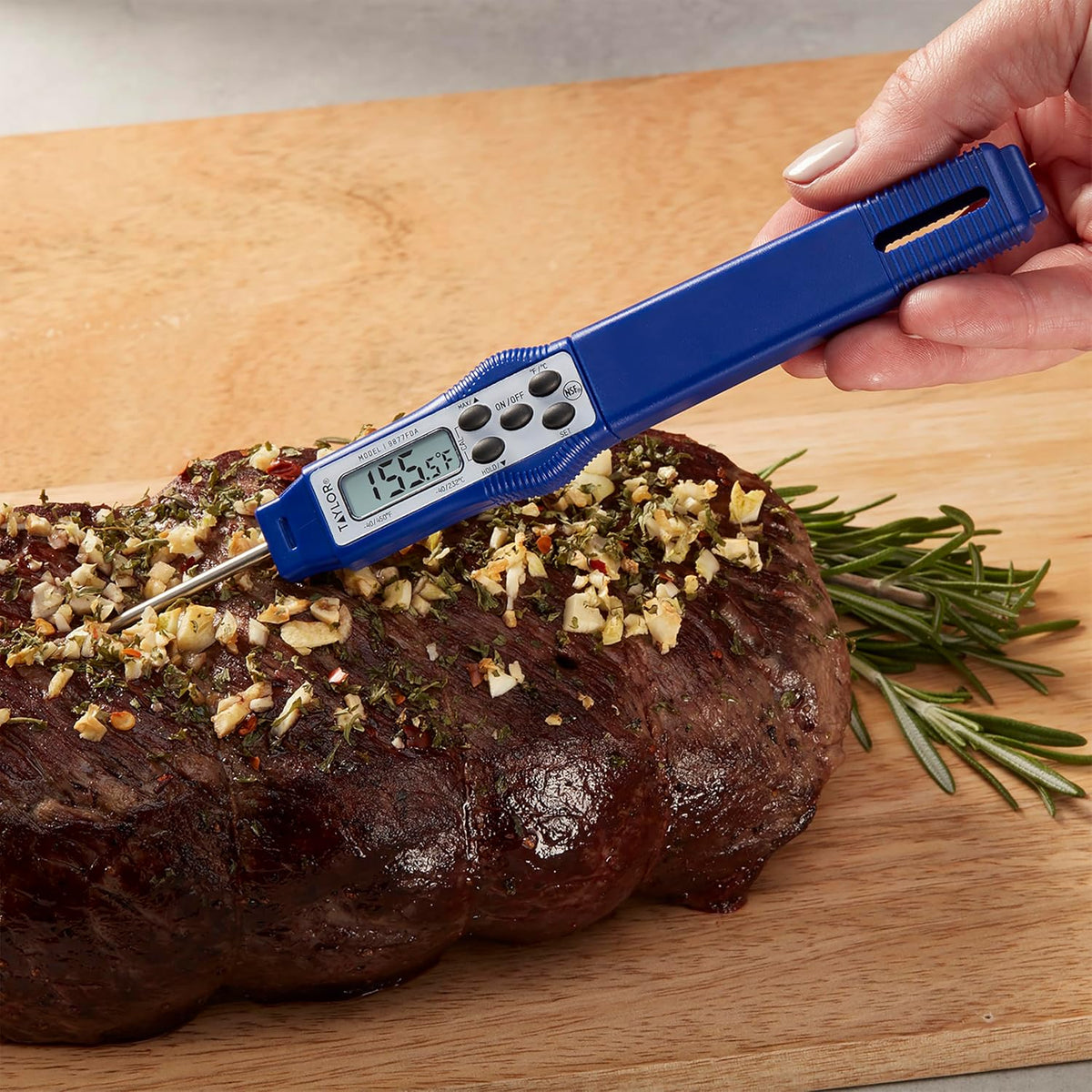 – Compact Instant-Read Pen Style Digital Kitchen Meat Thermometer - Waterproof Grey - Gray (Blue)