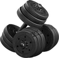 Adjustable Dumbbell Set Free Weights with Spinlock Collars, Black | Concrete-filled plastic plates, iron bar