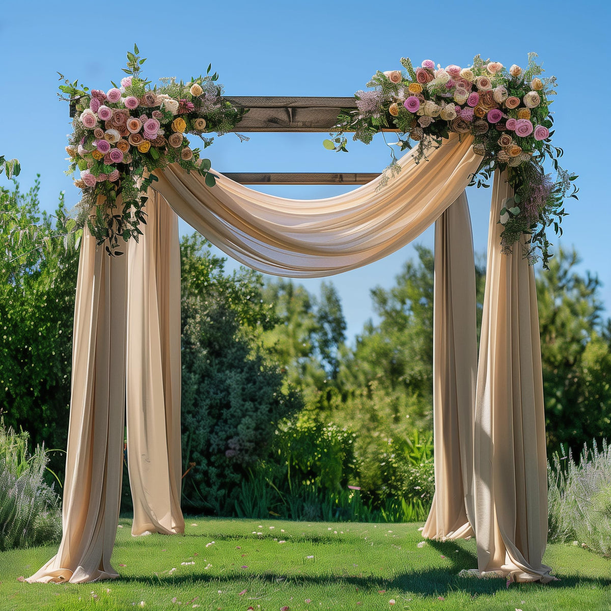 Wedding Arch Draping Fabric 2 Panels Nude Sheer Backdrop Drapes