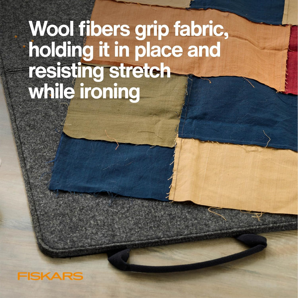 14" x 28" Folding Wool Pressing Mat, Portable Ironing Surface | Wool Material Grips & Holds Fabric in Place, Folds