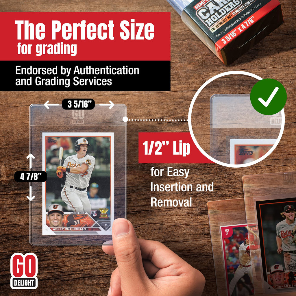 100 Bundle Semi Rigid Card Holders & Sleeves for PSA, CGC, BGS & TAG Trading Card Grading Submission