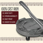 Cast Iron Heavy Duty Tortilla Press (Version 2.0). Commercial Grade Pataconera Presser. Perfect Maker for Flour or