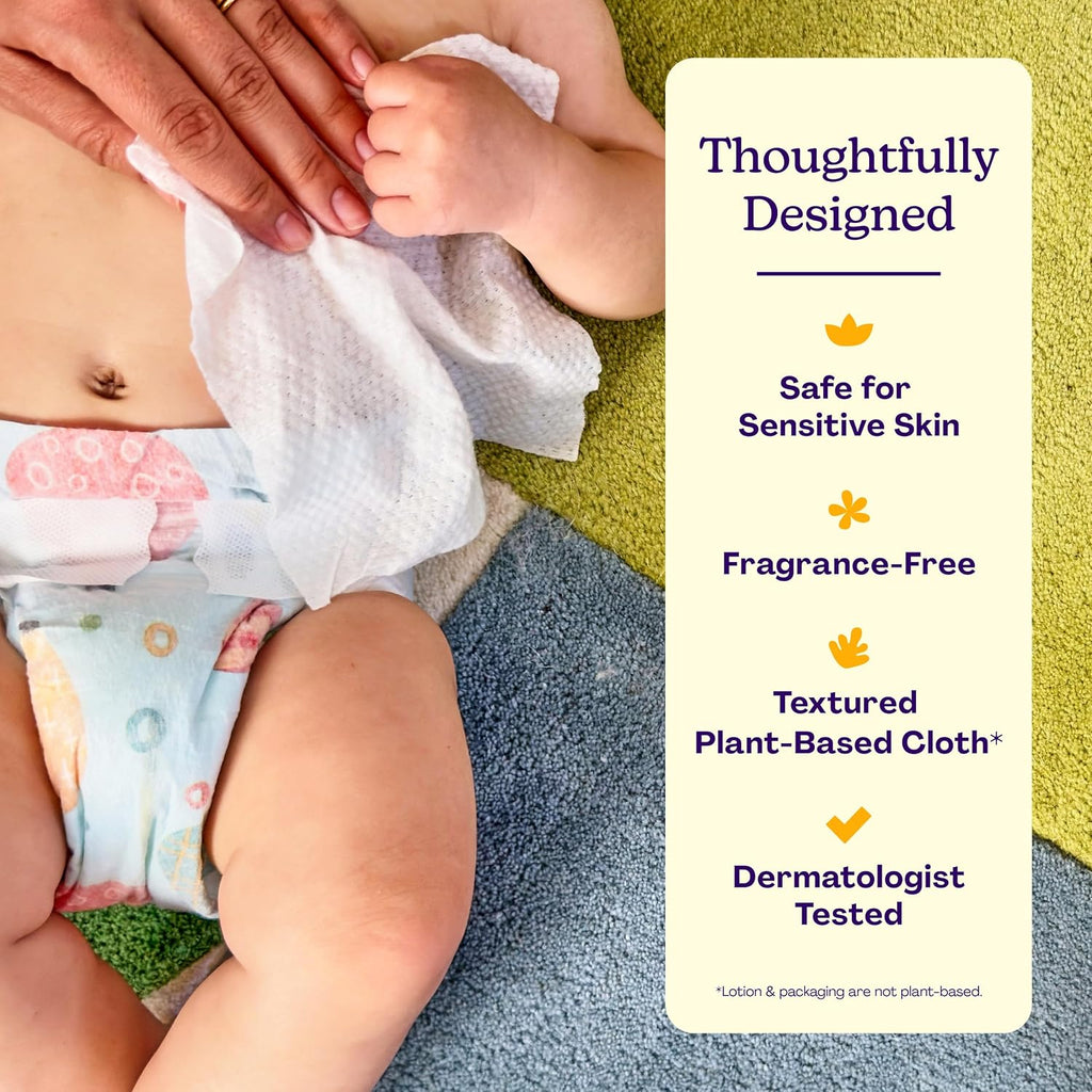 Premium Fragrance-Free Baby Wipes, with Chamomile & Aloe Extracts for Sensitive Skin - 12 Resealable Packs = 720