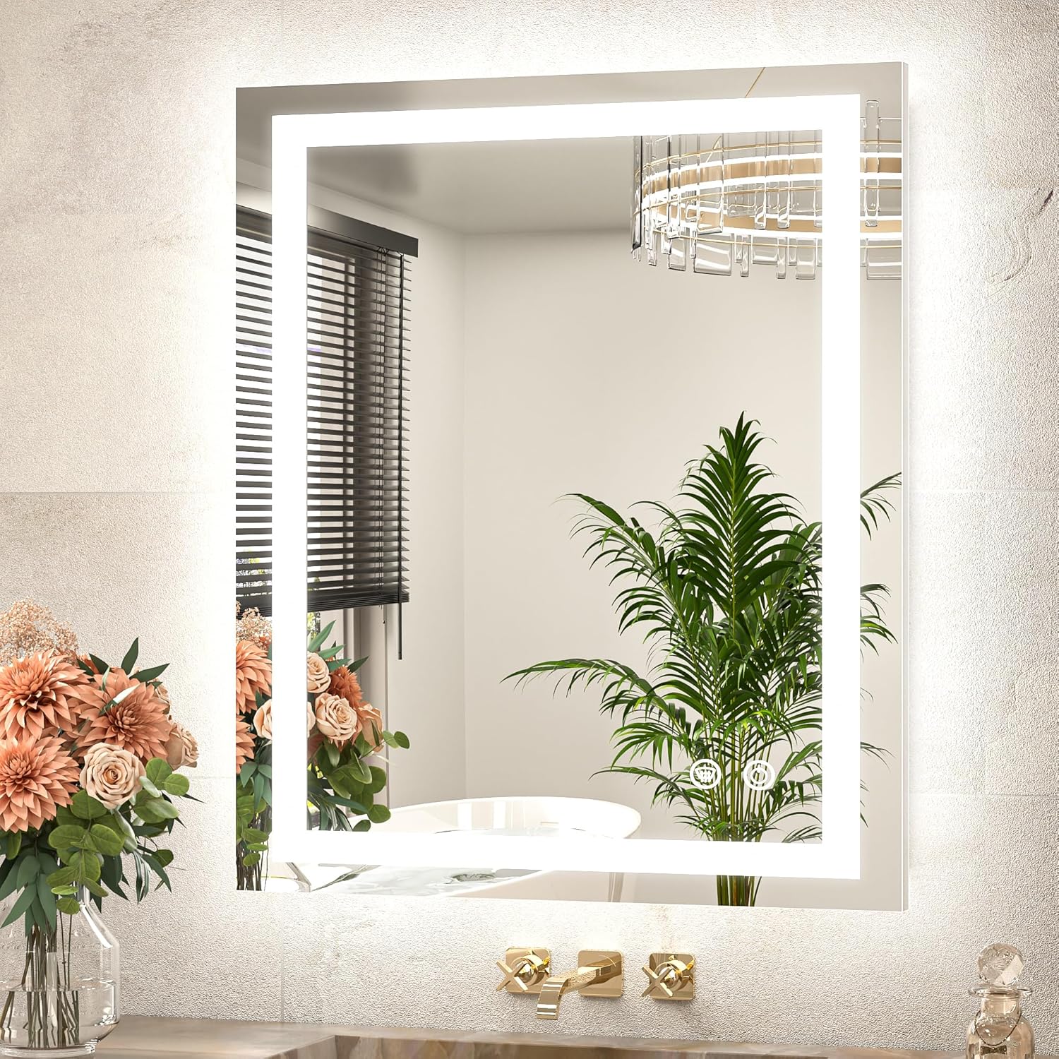 LED Bathroom Mirror 24 x 30 Inch Lighted Bathroom Vanity Mirror with Lights, Brighter Frontlit and Backlit Light up