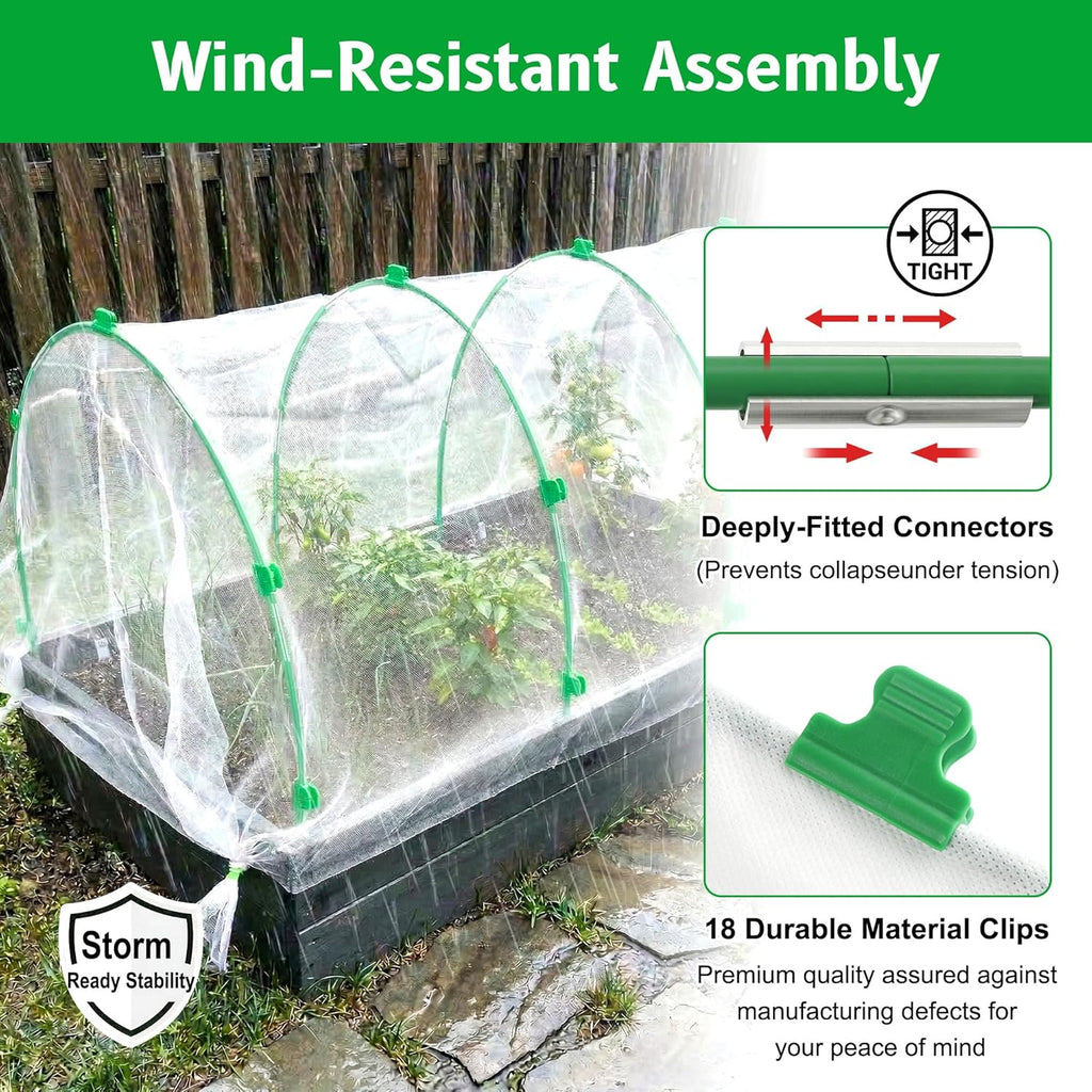 Garden Hoops for Raised Beds, Splinter-Free Fiberglass Greenhouse Hoops Grow Tunnel, 36 Pcs Adjustable Frame for Row