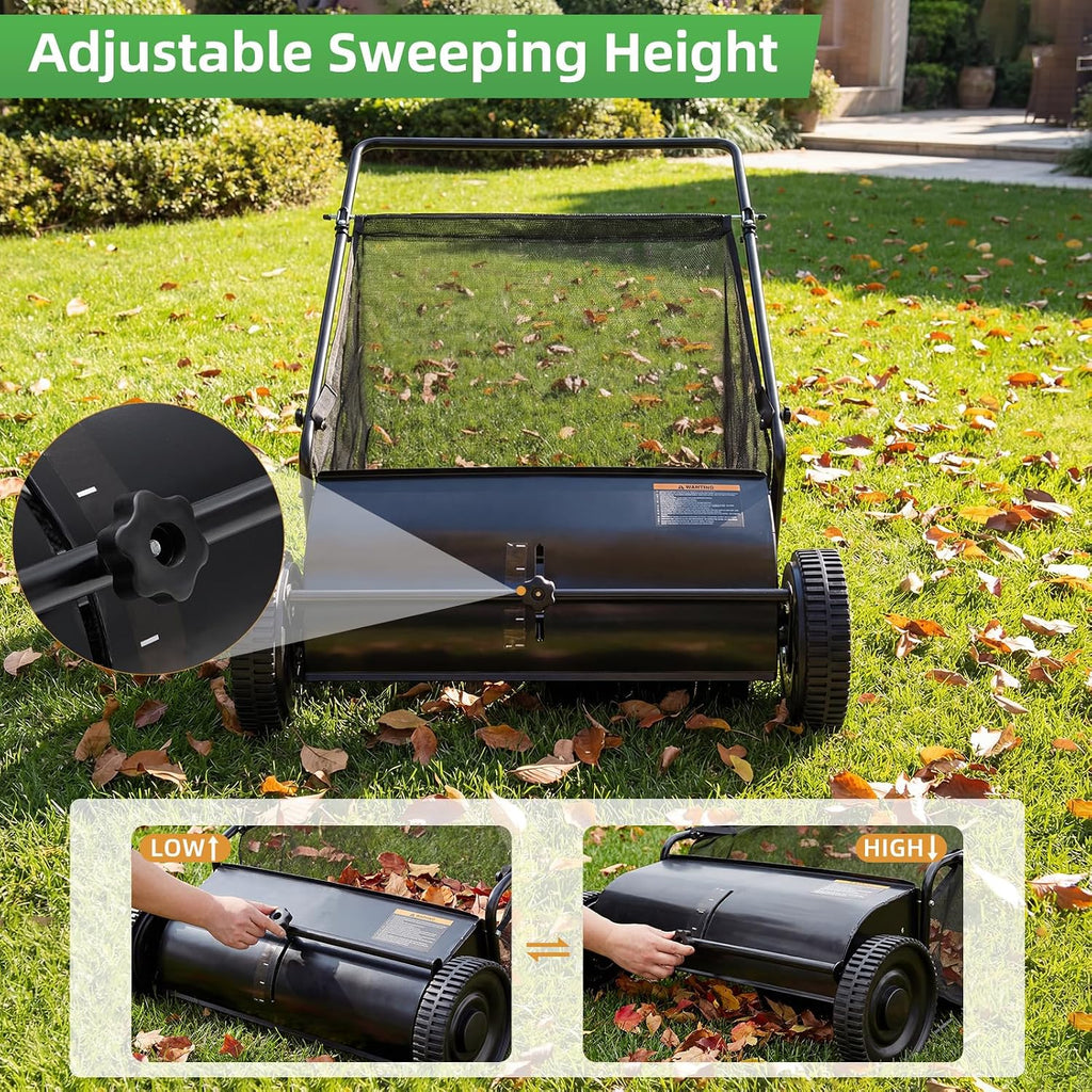 Push Lawn Sweeper, 26-Inch Width, 7 Cu.Ft. Leaf & Grass Collector