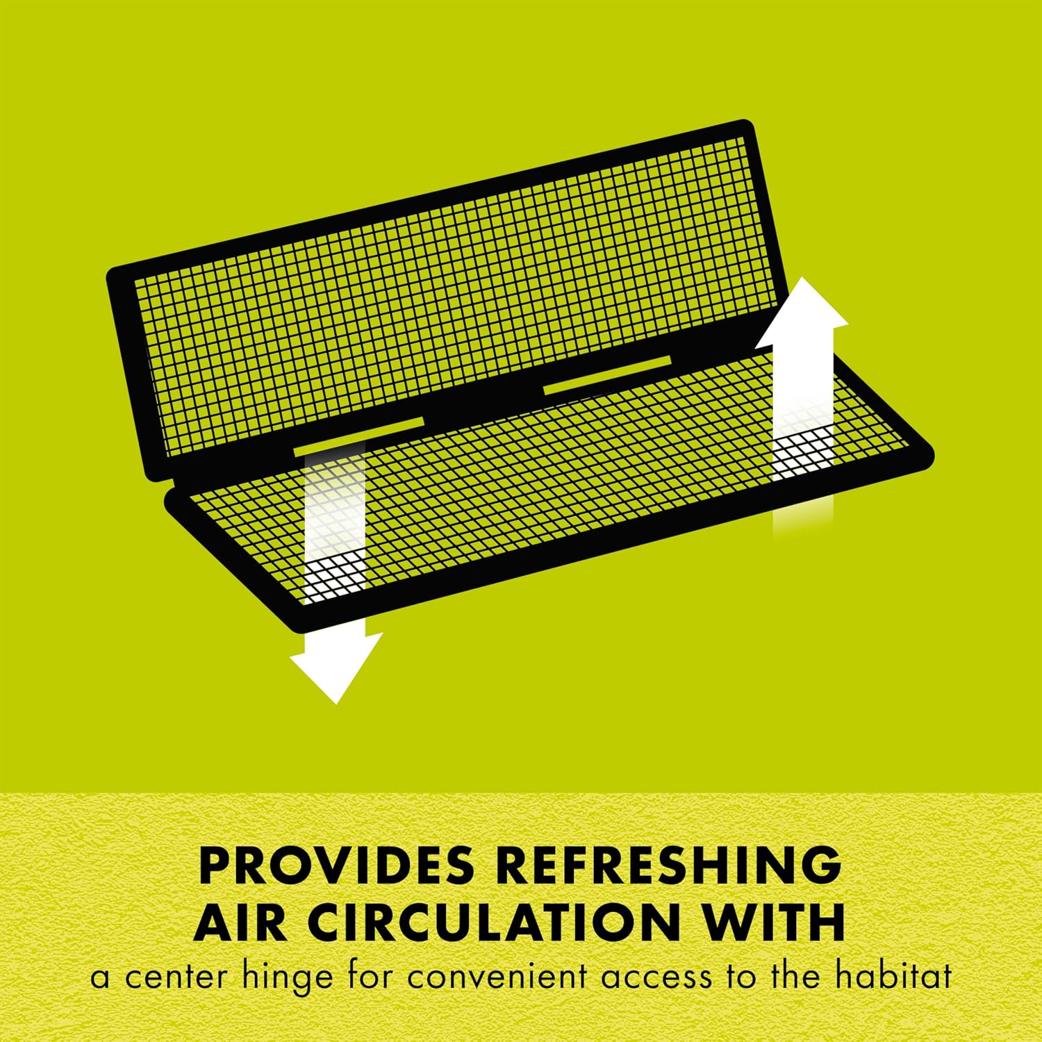 Fresh Air Screen Cover with Center Hinge, Secure and Durable Metal Mesh Cover for Reptile Terrariums, 48 x 13 inches