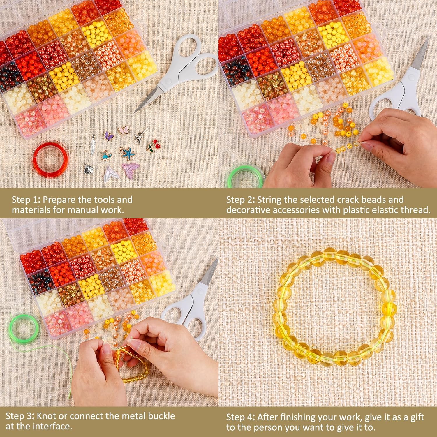 About 7200PCS 6mm Glass Beads Bracelet Making Kit,144 Assorted Colors Crystal Glass Beads for Bracelet and Jewelry