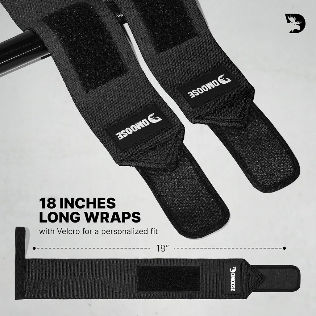 Wrist Wraps for Weightlifting 18" - Heavy Duty Gym Wrap with Hand Thumb Loop for Support & Pain Relief, USPA Approved