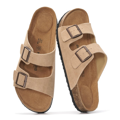 Mens Sandals 100% Genuine Leather Mens Slides Sandals for Men