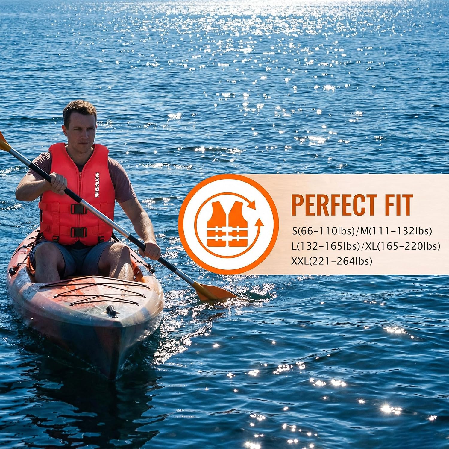 Lifejacekts for Adults, Adult Kayak Vest High Buoyancy Swim Vest Women's Men's Adjustable Straps Safety Jacket Great