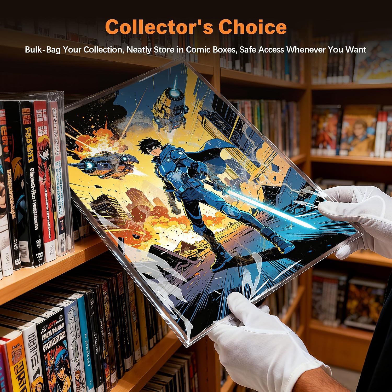 100ct Silver Age Comic Bags and Boards - Resealable Acid-Free Sleeves | Protect Regular Comics from Scratches, Dust &
