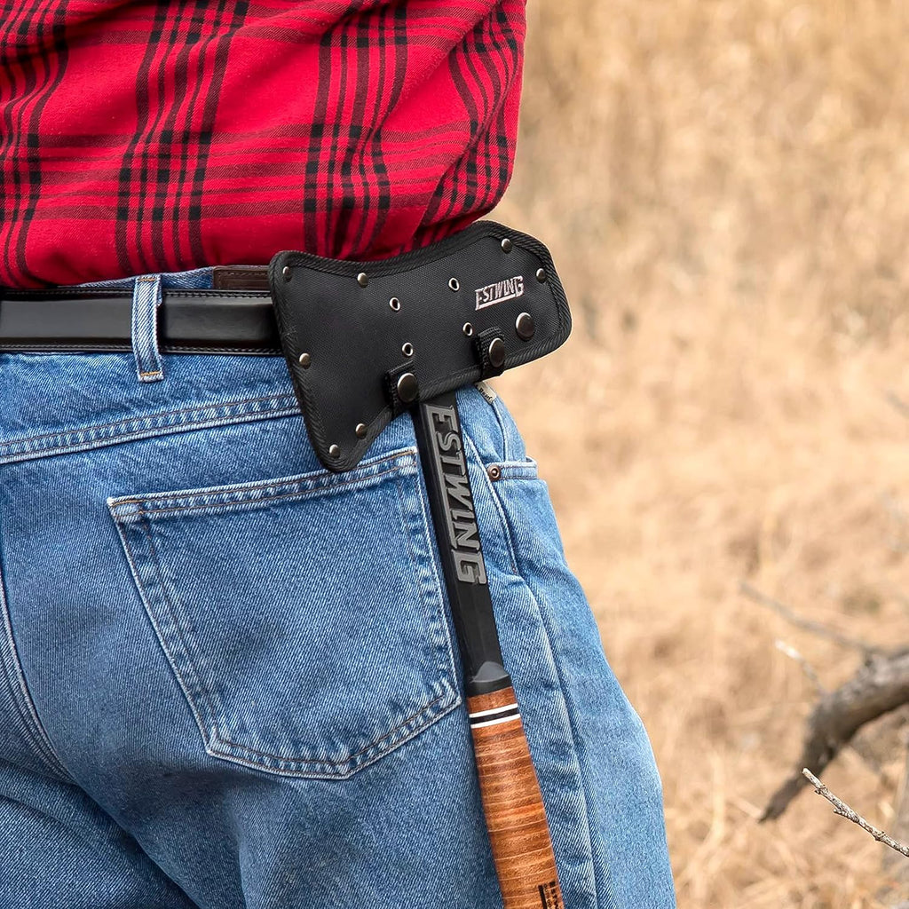 16.25" Tomahawk Axe, 16.25" Leather Grip Survival Axe, ETA | Made in USA, Outdoor Versatility, Genuine Leather Grip