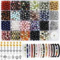 996 Pcs 6mm Natural Stone Beads, Round Crystals Bead Genuine Real Stones, Gemstone Beads Kit with Spacer Bead Charms