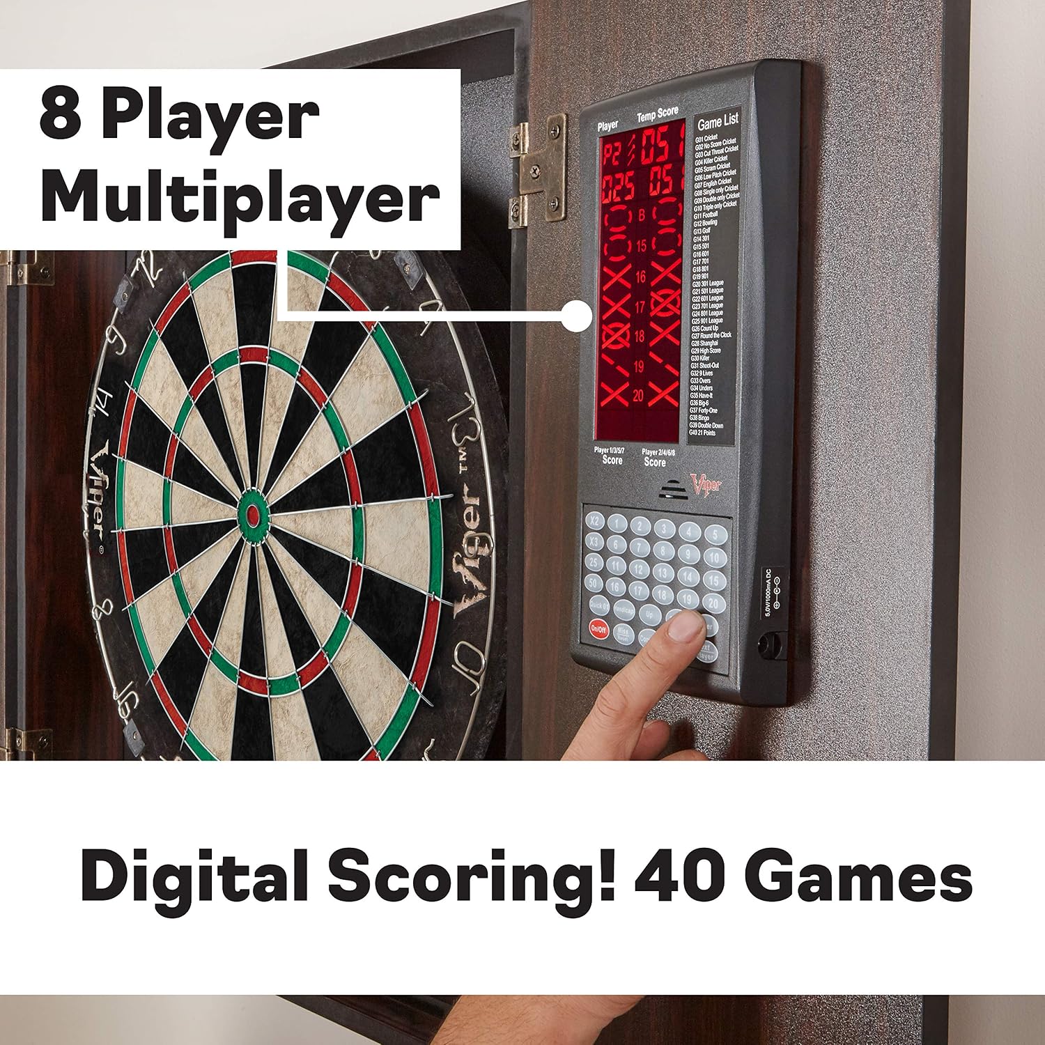 Deluxe Dartboard Cabinet with Integrated Pro Score and Cricket Scoreboard