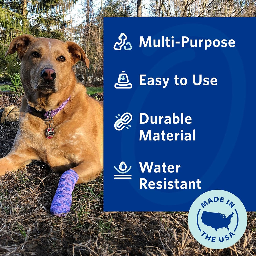 PetFlex No Chew – Flexible Self-Adhering Elastic Bandage for Wound Care – First Aid Wrap for Small Animals Like Dogs
