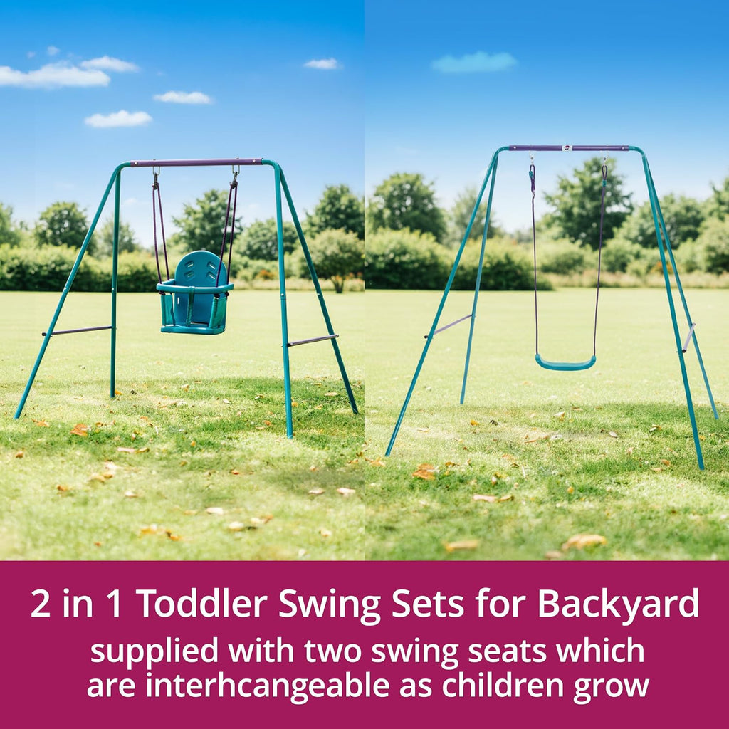 2 in 1 Toddler Swing Sets For Backyard, Baby Swing Outdoor/Indoor Playground, Bucket Swing Seat with Adjustable Rope
