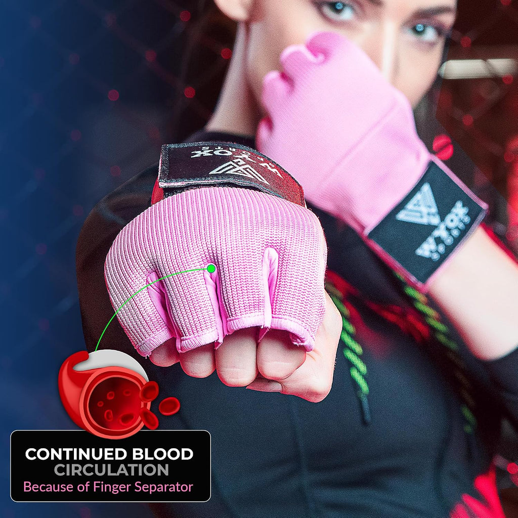 Gel Boxing Hand Wraps Inner Gloves for Men & Women – 80cm/31inch Quick Wrist Strap, Padded Knuckle Support