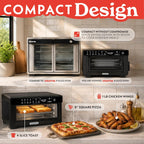 Toaster Oven Air Fryer - 4 Slice Capacity, Single Door, Digital Display, Air Fry, Toast & Dehydrate, Convection