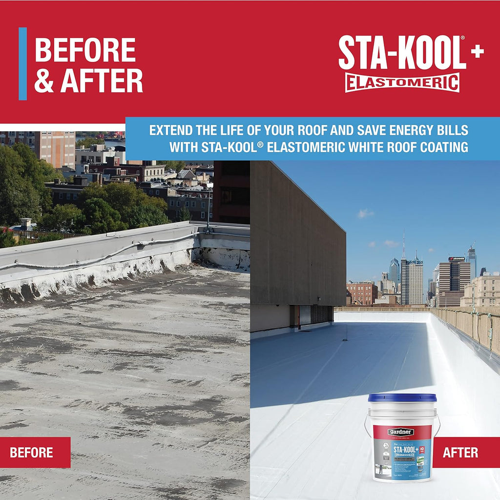 Sta-kool Elastomeric Roof Coating, White, RV Roof Coating 5 Gallon