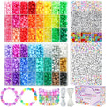 4200Pcs Pony Beads for Bracelet Making Kit, 48 Colors Kandi Beads Bracelet Kit, 2500PCS Rainbow Candy, 1700PCS