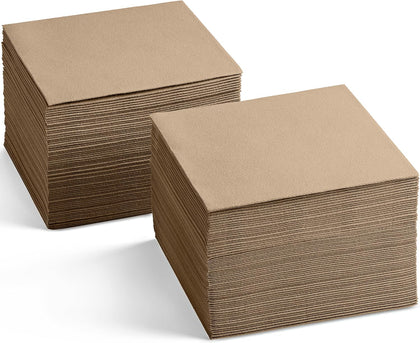 Disposable Linen-Feel Wood Napkins, 6.5" x 6.5" Paper Napkins For Wedding, Party, Dinner Or Holiday (100 Pack)