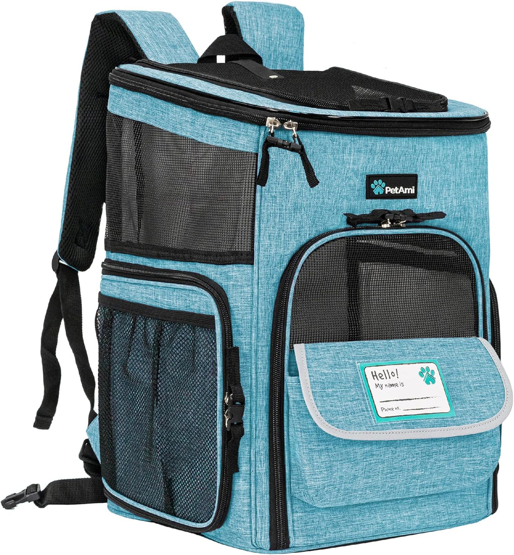 Dog Backpack Carrier, Airline Approved 4-Way Entry Cat Bag, Teal