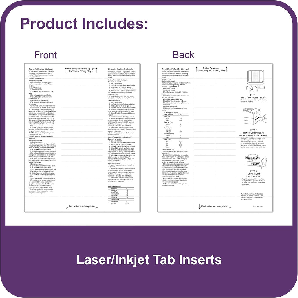 Sheet Protectors with Index Tabs, Clear Tabs, 2", 11 x 8.5, 8/Set