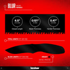 Blur Pocket Knife, Black, 3.4 Inch Recurve Blade