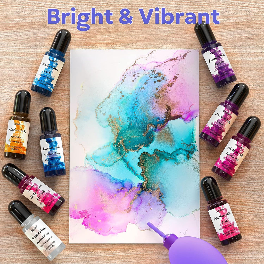 Alcohol Ink Set 24 Vibrant Colors(Each 0.35oz), Paint Resin Dye | Concentrated Fast Drying Pigment, Alcohol-Based
