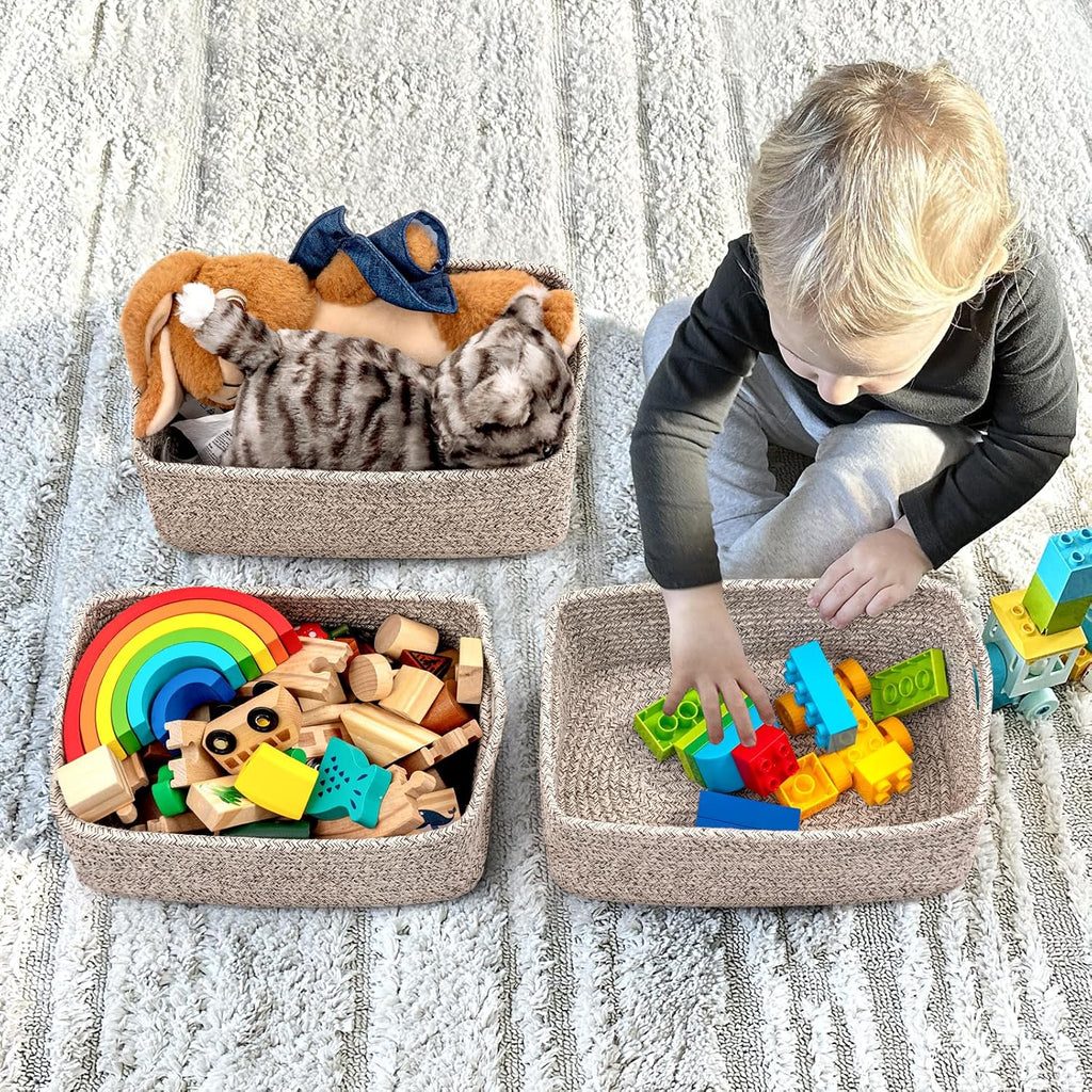 Baskets for Organizing, Storage Basket for Shelves, Baskets for Gifts, Woven Bakset 3 Pack for Living Room, 11 x 7 x