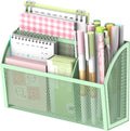 3-Grid Magnetic Pencil Holder, Strong Magnet Locker Organizer, Mint Green | Mesh Magnetic Shelf, Marker Holder