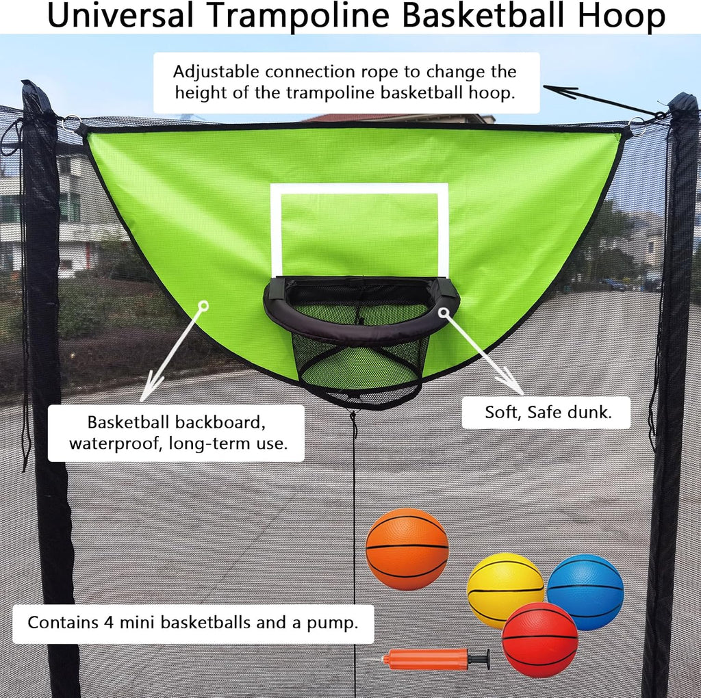 Trampoline Basketball Hoop, with Pump and 4 Mini Balls, Easy to Install, Universal Trampoline Accessories