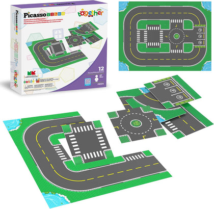 Building Brick 10"x10" Large Road Baseplates City Street Traffic Parking Themed Roadway Foundation Plates Block STEM