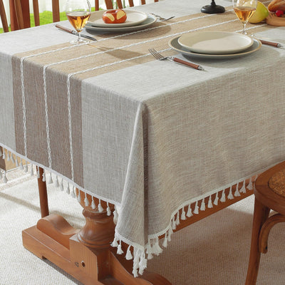 Linen Textured Tablecloth Rectangle,Farmhouse Table Cloth